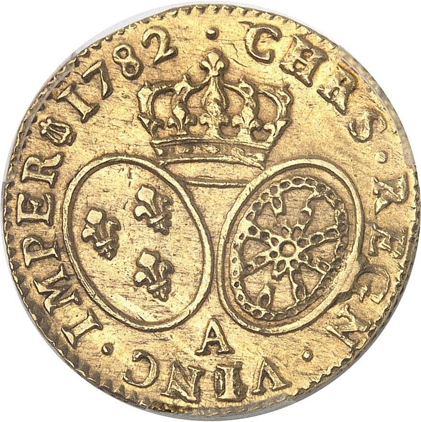 【動画あり】【レア度2-R2】フランス 1782-A年 ルイ16世 1ルイドール金貨 PCGS-AU55
