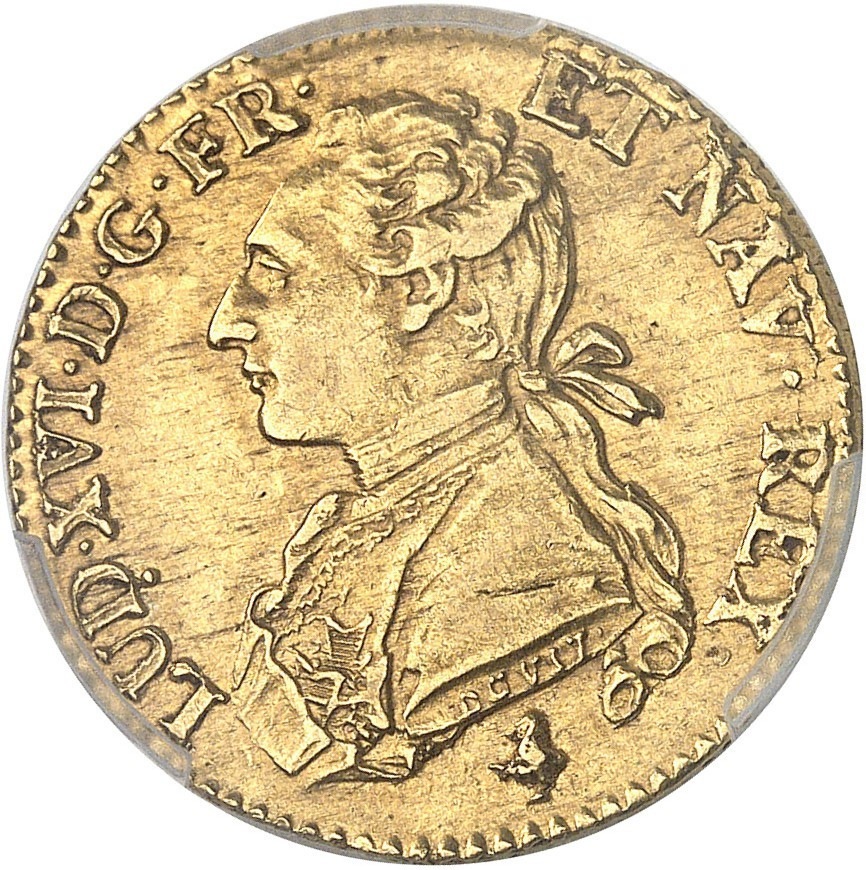 【動画あり】【レア度2-R2】フランス 1782-A年 ルイ16世 1ルイドール金貨 PCGS-AU55