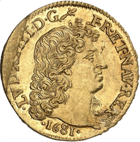レア度4-R4】フランス 1681-I年 ルイ14世 1ルイドール金貨 NGC-MS64