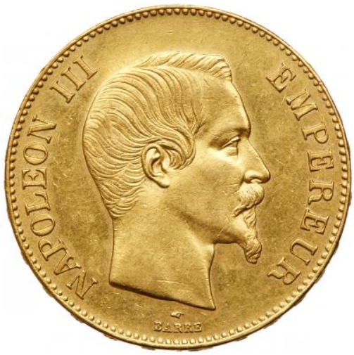 動画あり】フランス 1857年 ナポレオン3世 100フラン金貨 1857-A PCGS