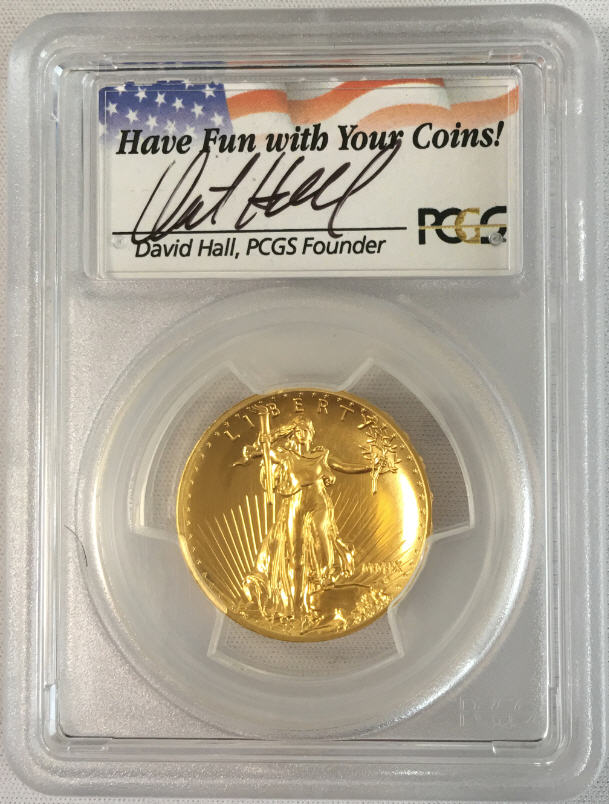 【動画あり】2009ウルトラハイリリーフ金貨 PCGS-MS70 未使用 DAVID HALLサイン入り