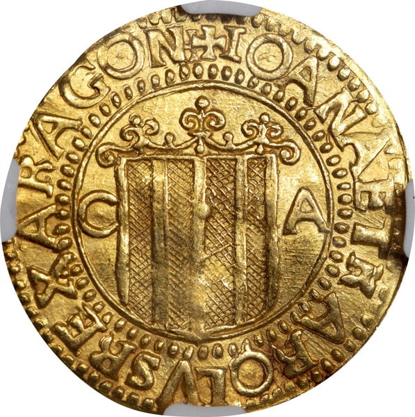 スペイン 1516-56年 カール5世＆ヨハンナ 2ダカット金貨 NGC