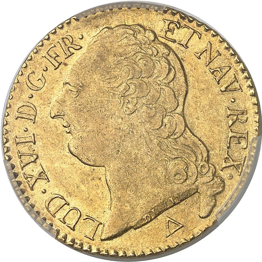 レア度3-R3】フランス 1790-R年 ルイ16世 1ルイドール金貨 PCGS-AU58
