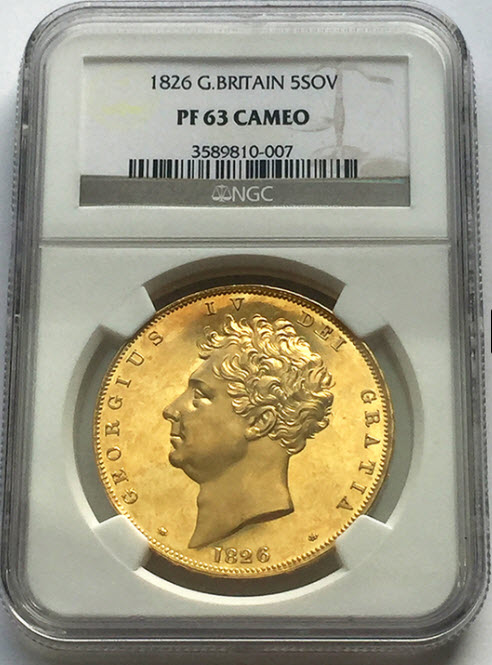 Great Britain ジョージ4世 プルーフ 5ポンド 1826 PF63 Cameo NGC