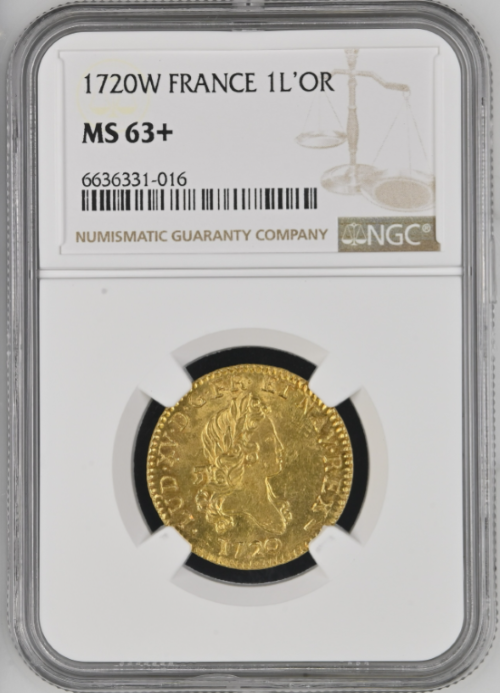 レア度1-R1】フランス 1720-W年 ルイ15世 ルイドール金貨 NGC-MS63+