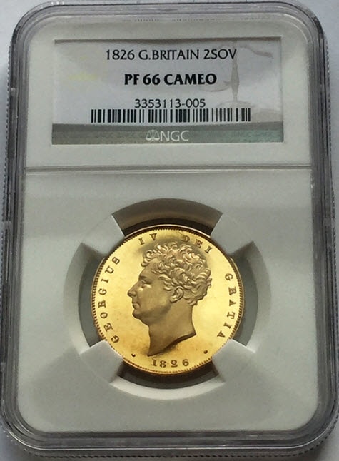 Great Britain ジョージ4世 プルーフ 2ポンド 1826 PF66 Cameo