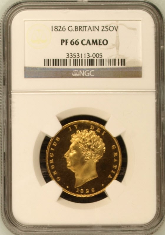Great Britain ジョージ4世 プルーフ 2ポンド 1826 PF66 Cameo
