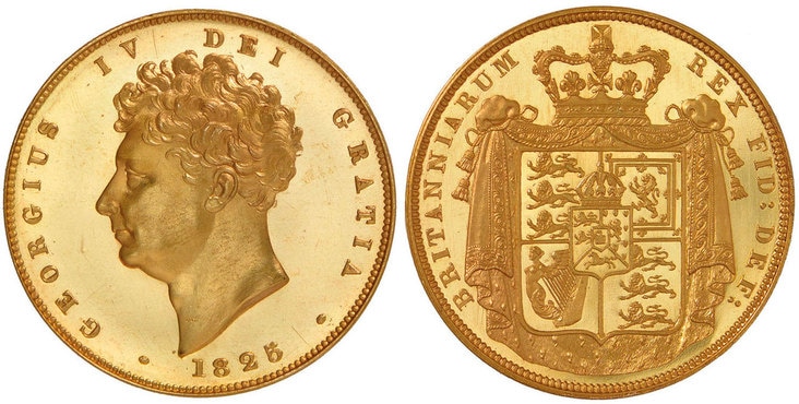 Great Britain ジョージ4世 プルーフ試鋳貨 2ポンド 1825 PF64