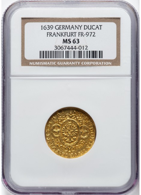 アンティークコイン ドイツ 自由都市フランクフルト 1639年 1ダカット金貨 NGC-MS63