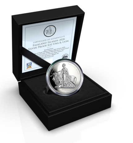 ⭐️PCGS PR68DCAM フォークランド諸島 王笏と宝珠 50P銀貨 予約商品】イギリス領 フォークランド諸島 2026年 チャールズ3世 ウナ