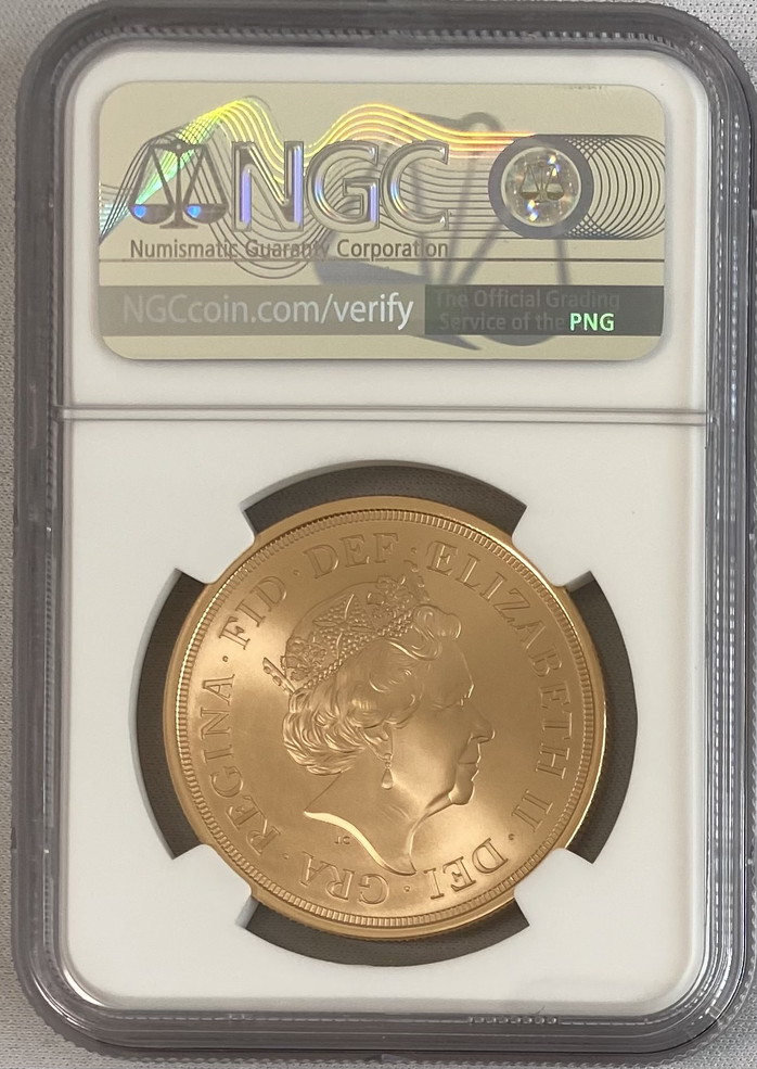 【動画あり】グレートブリテン 2019年 エリザベス2世 5ポンドマット金貨NGC-MS70-MATTE