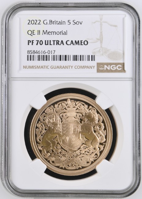 グレートブリテン 2022年 エリザベス2世追悼 5ソブリン プルーフ金貨