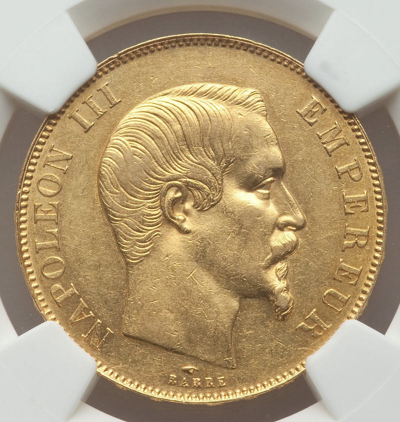 フランス50フラン金貨 Napoleon III gold 50 Francs 1857-A, KM785.1