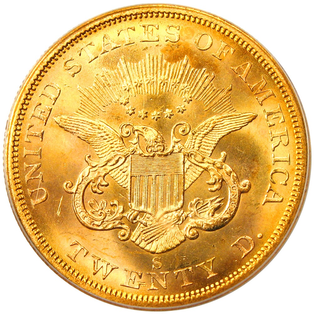 アンティークコイン アメリカ 20ドル金貨リバティヘッド 1857-S ＄20