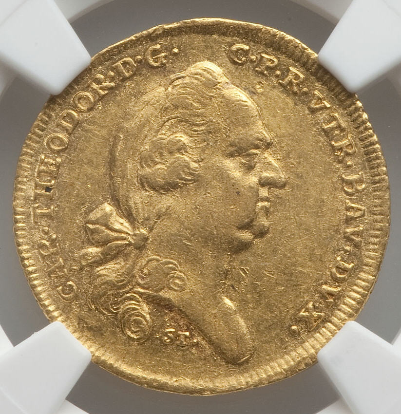 【動画あり】ドイツ1ダカット金貨 German States Bavaria. Karl Theodor gold Ducat 1781 AU55 NGC