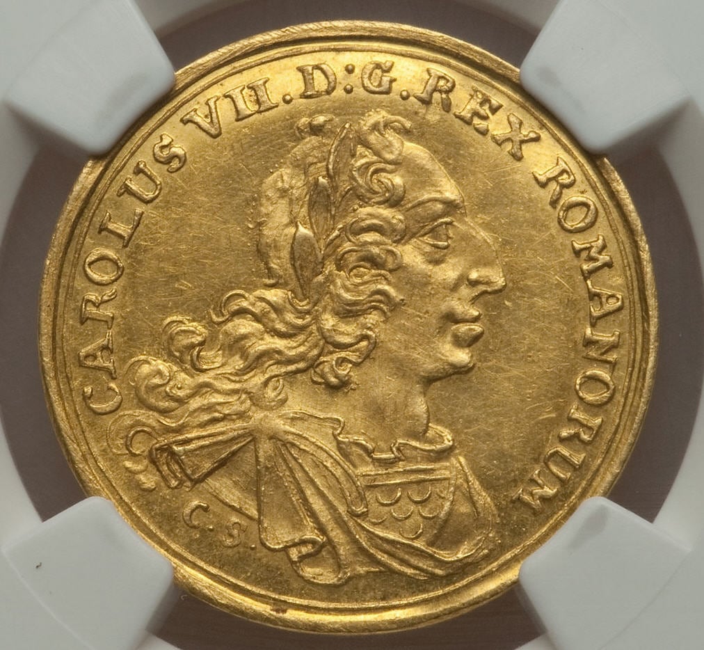 ドイツ2ダカット金貨 German States Frankfurt. Free City - Karl VII gold Coronation 2 Ducat 1742-EK MS61 NGC