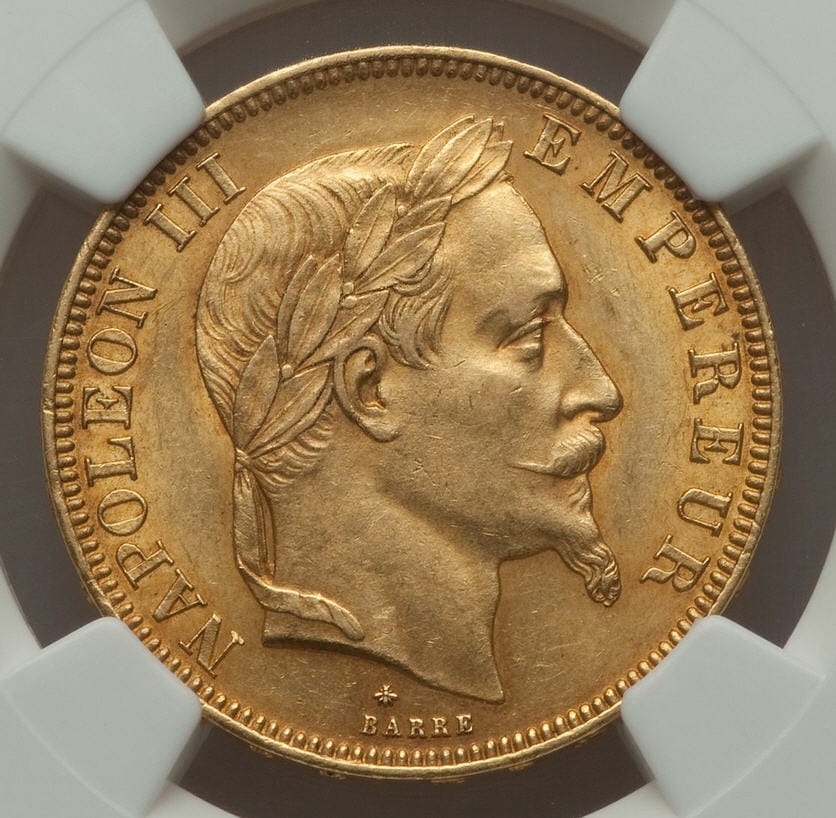 動画あり】フランス50フラン金貨 エンペラー ナポレオン III