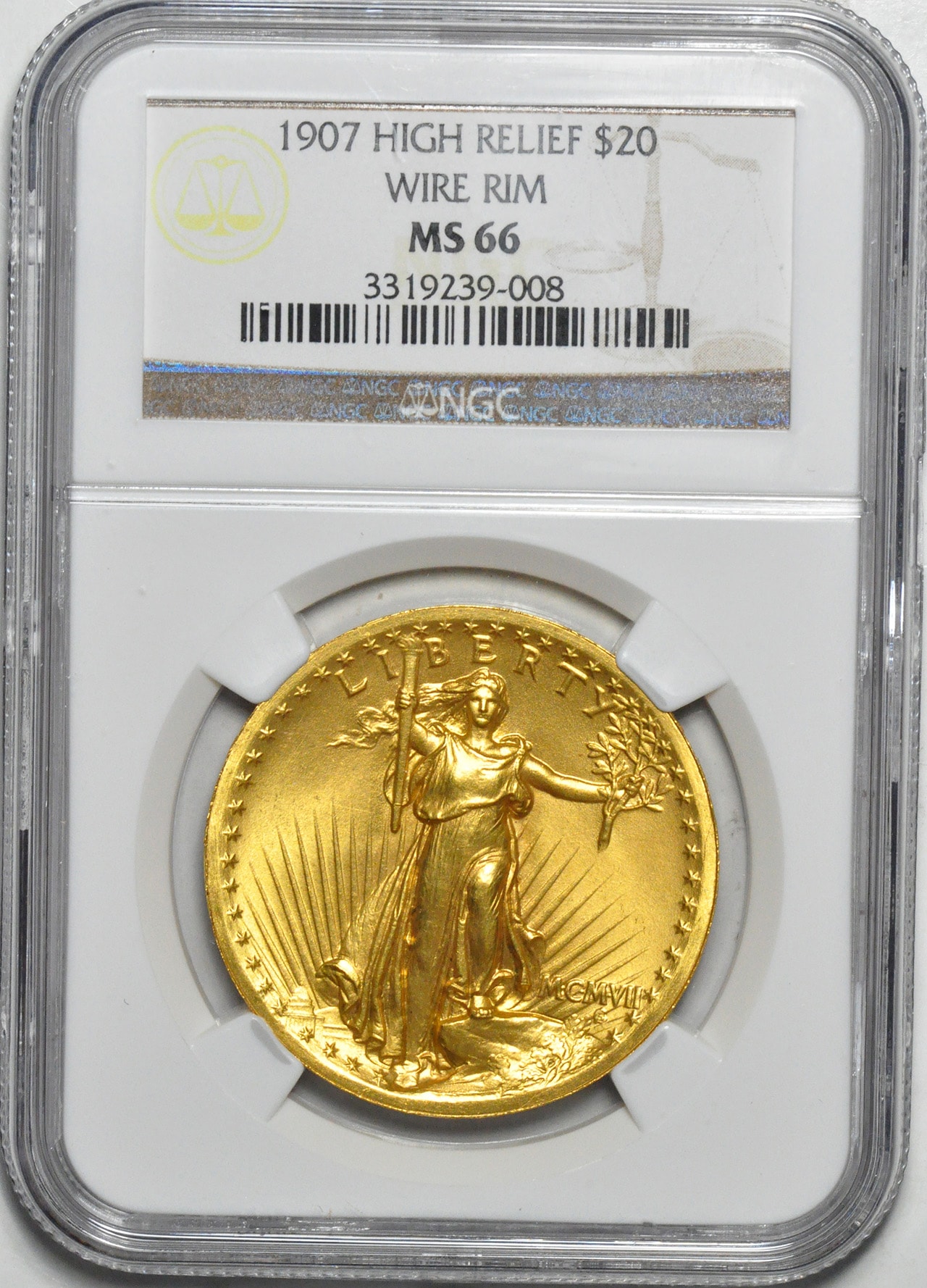 20ドル金貨セントゴーデンズ ハイリリーフ1907 ＄20 NGC MS 66 Wire