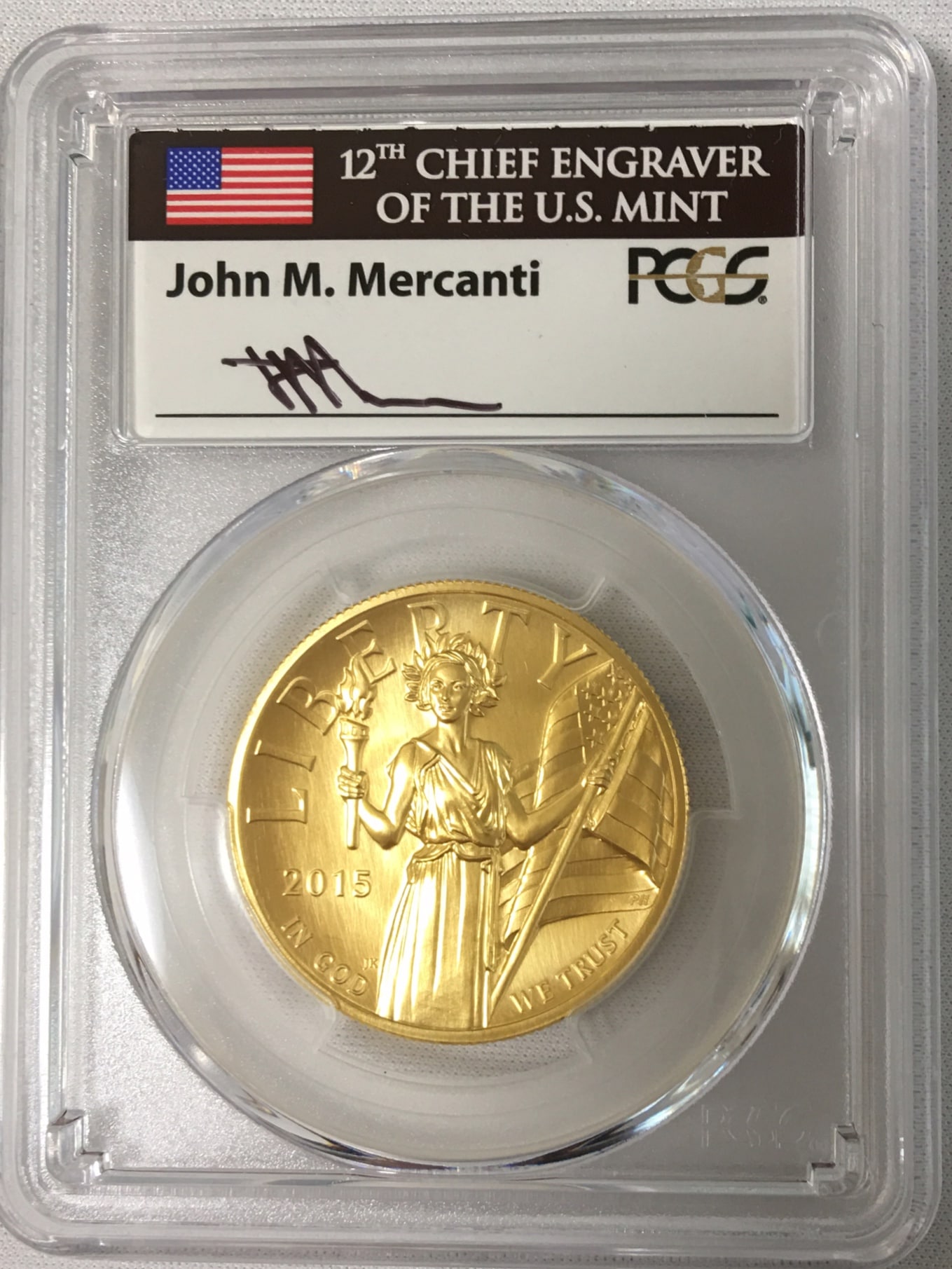 【動画あり】【残存6枚】2015アメリカンリバティ ハイリリーフ 100ドル金貨PCGS-MS70 ファーストストライク マーカンティ入り