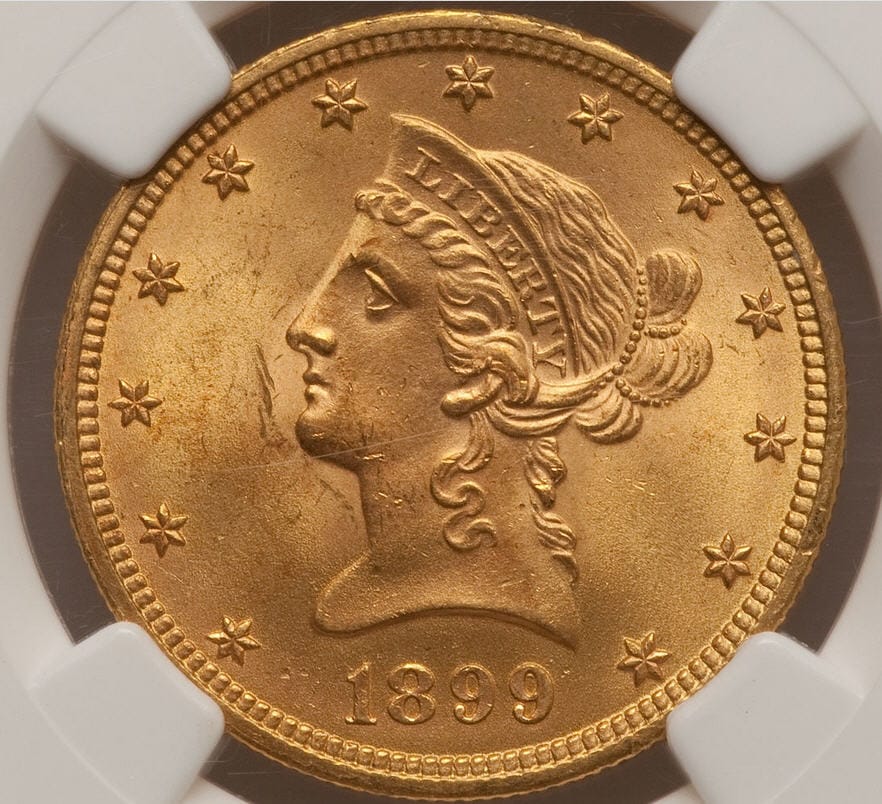 アンティークコイン アメリカ 10ドル金貨リバティヘッド 1899 ＄10