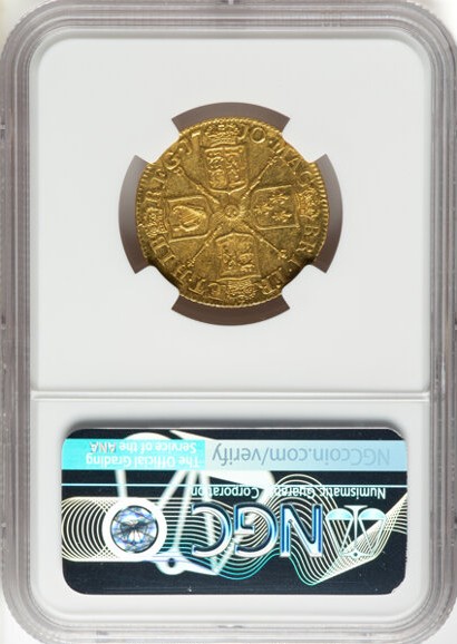 グレートブリテン 1710年 アン女王 1ギニー金貨 NGC-AU55