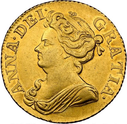 グレートブリテン 1710年 アン女王 1ギニー金貨 NGC-AU55