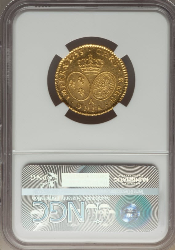 【動画あり】フランス ルイドール金貨 ルイ15世1753A-NGC-MS63