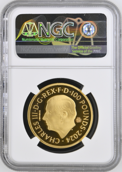 【トライアル・ピース】グレートブリテン 2024年 Myths and Legends ロビンフッド チャールズ3世 1オンス 100ポンド プルーフ金貨 NGC-PF70 UCAM