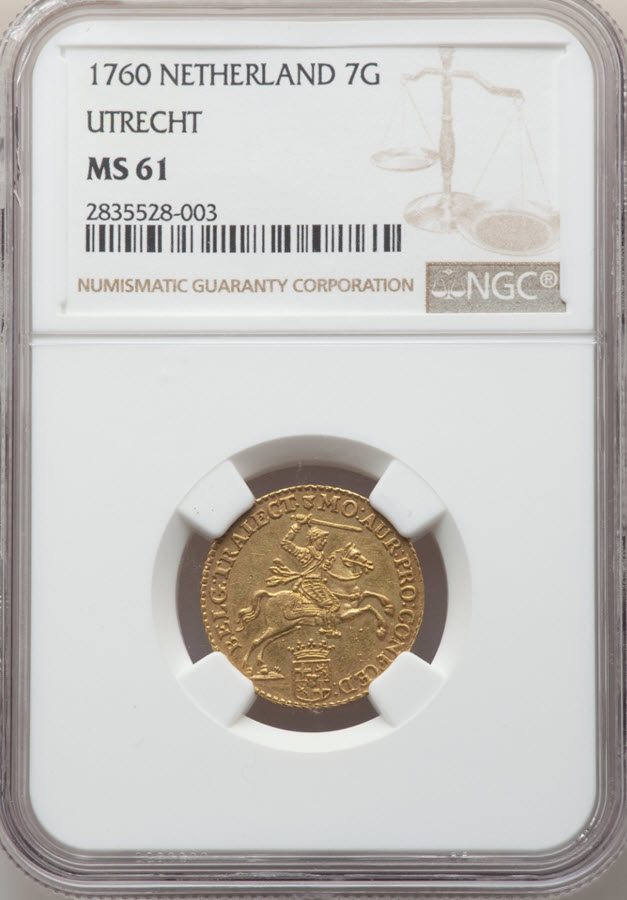 動画あり】オランダ ユトレヒト 7ギルダー 1760 MS61 NGC