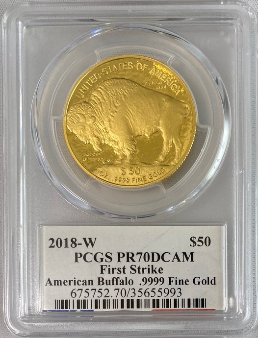 アメリカ2018-Wバッファロー金貨50ドル 1オンス PCGS PR70DCAM