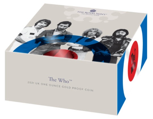 グレートブリテン2021年音楽の伝説シリーズ・ザ・フー1オンス100ポンドプルーフ金貨箱付き3