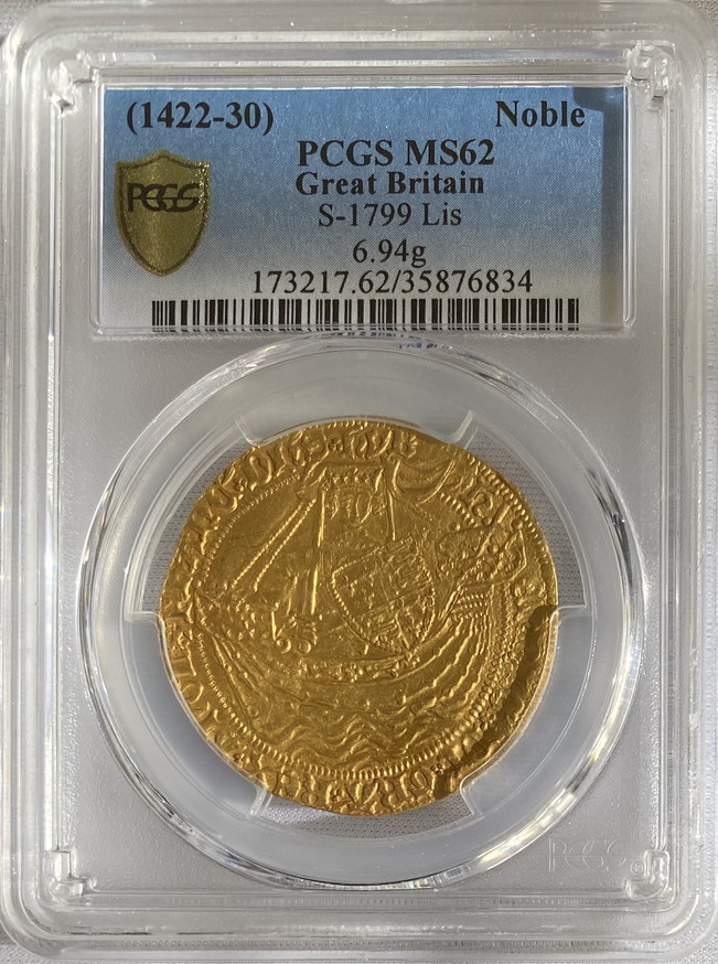 【動画あり】アンティークコイン グレートブリテン ヘンリー6世(First Reign, 1422-1430)ゴールド ノーブルPCGS-MS-62
