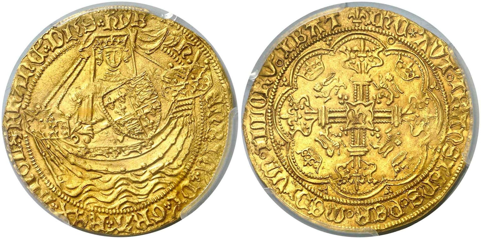 【動画あり】アンティークコイン グレートブリテン ヘンリー6世(First Reign, 1422-1430)ゴールド ノーブルPCGS-MS-62