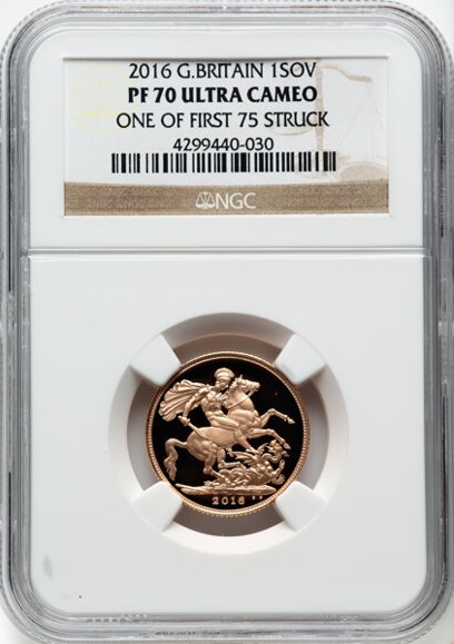 【One of First 75 Struck】グレートブリテン 2016年 エリザベスII世 1ソブリン プルーフ金貨 NGC-PF70 UCAM