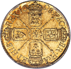 【動画あり】グレートブリテン 1698年 ウイリアム3世 1ギニー金貨 PCGS-MS62