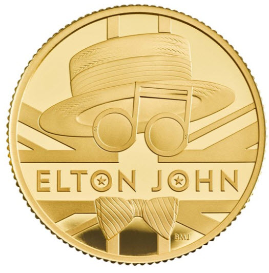 グレートブリテン2020年音楽の伝説シリーズエルトンジョン1/4オンス25ポンドプルーフ金貨オリジナル箱付き
