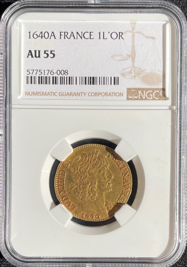 フランス 1640年 ルイ13世 ルイドール金貨 1640-A NGC AU55/フランス