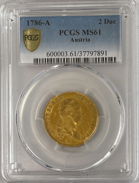 動画あり】オーストリア 1786-Aヨーゼフ2世2ダカット金貨PCGS