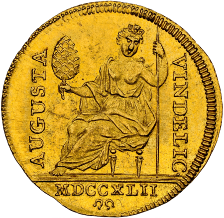 【動画あり】アンティークコイン ドイツ 1742-IT年 アウクスブルク 自由都市 1ダカット金貨 NGC-MS63