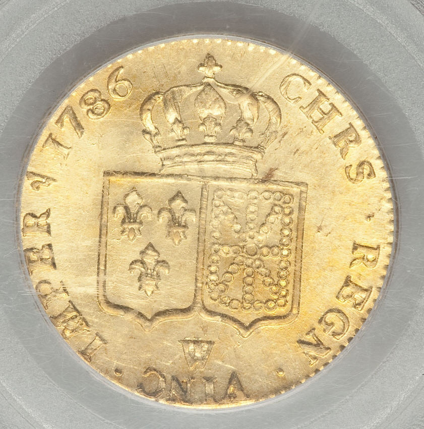 【動画あり】フランス 2ルイドール金貨 France Louis XVI gold 2 Louis d'or 1786-W KM592.15, Fr-474, MS62 PCGS