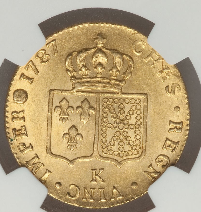 フランス 2ルイドール金貨 Louis XVI gold 2 Louis d'or 1787-K