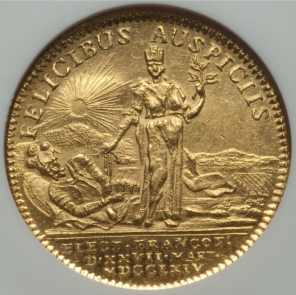 【超大型コイン】ドイツ ドレスデン聖母教会 376gスワロフスキー装飾付 ドイツ ニュルンベルク ダカット金貨 ノアの方舟 1736年製 MS-61