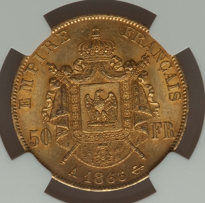 動画あり】フランス50フラン金貨 エンペラー ナポレオン III