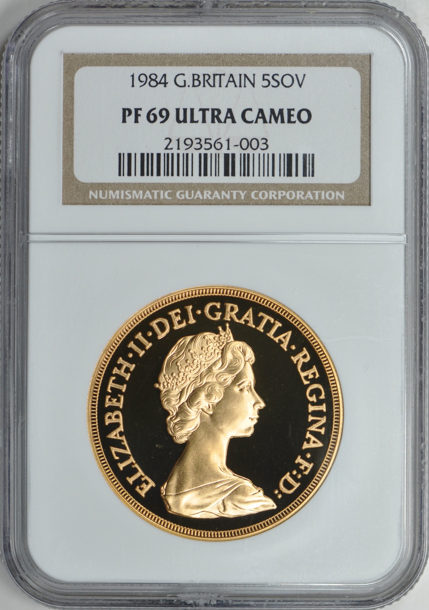 1984グレートブリテン5ソブリン金貨PF69UCAM NGC | すべての商品
