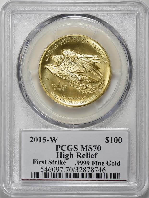 【動画あり】2015アメリカンリバティ ハイリリーフ 100ドル金貨PCGS-MS70 ファーストストライクEdmund C. Moyサイン入り