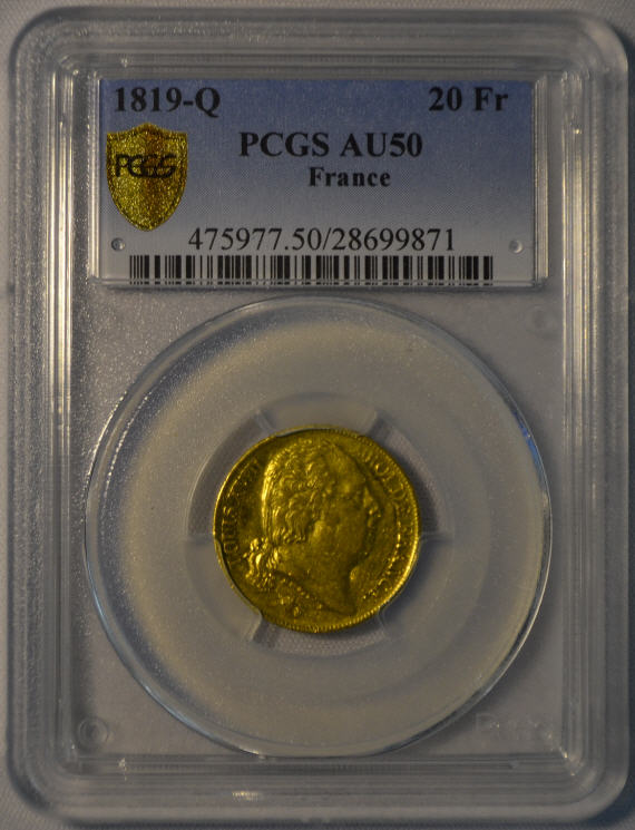 動画あり】 アンティークコイン フランス金貨 ルイ18世 1819-Q 20