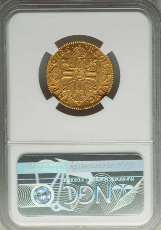 【レア度1-R1】フランス 1669-L年 ルイ14世 1ルイドール金貨 NGC AU58