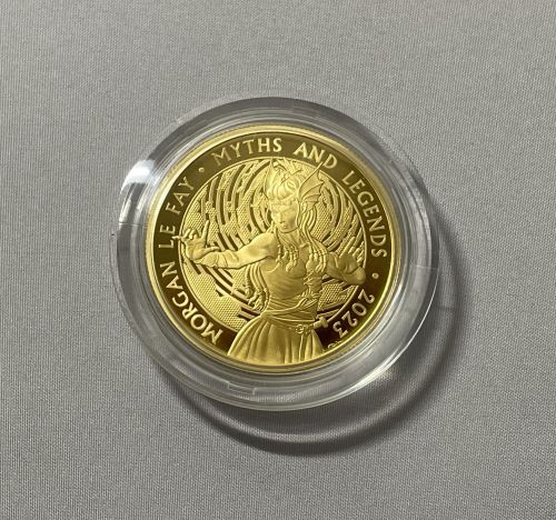 予約商品【トライアル・ピース】NGC鑑定 グレートブリテン 2023年 アーサー王伝説シリーズ モルガン・ル・フェ チャールズ3世 1オンス 100ポンド プルーフ純金金貨