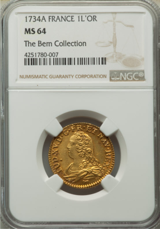 動画あり】【レア度1-R1】フランス 1734-A年 ルイ15世 ルイドール金貨