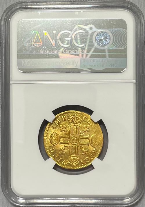 【レア度2-R2】フランス 1649-H年 ルイ14世 1ルイドール金貨 NGC-AU58